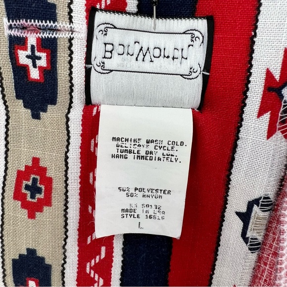 Vintage Native Pattern Red, White, Blue, Khaki Unlined Blazer by Bon Worth USA - Picture 11 of 13